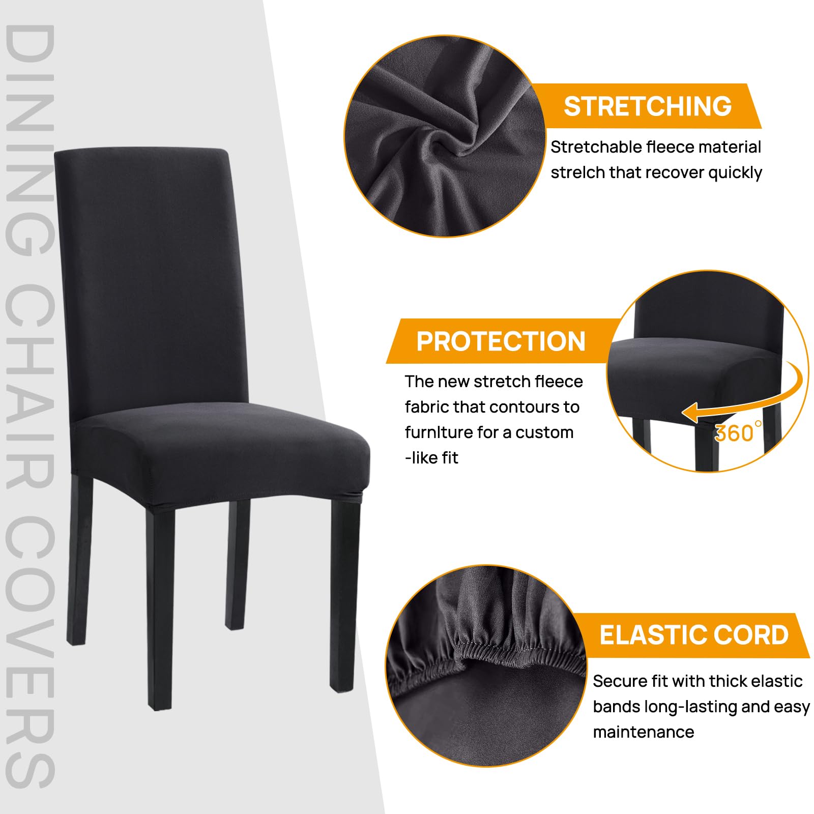 Sufdari Chair Covers 2 Grey,Stretch Dining Chair Covers - Image 3