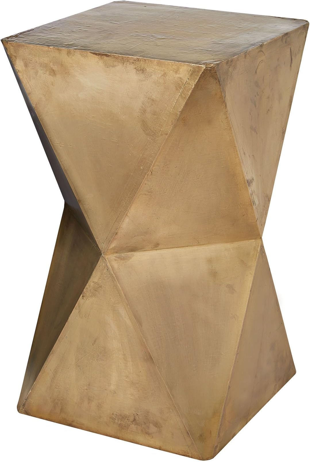 Dimond Home Faceted Stool with Brass Cladding, 14" x 14" x 24", Gold