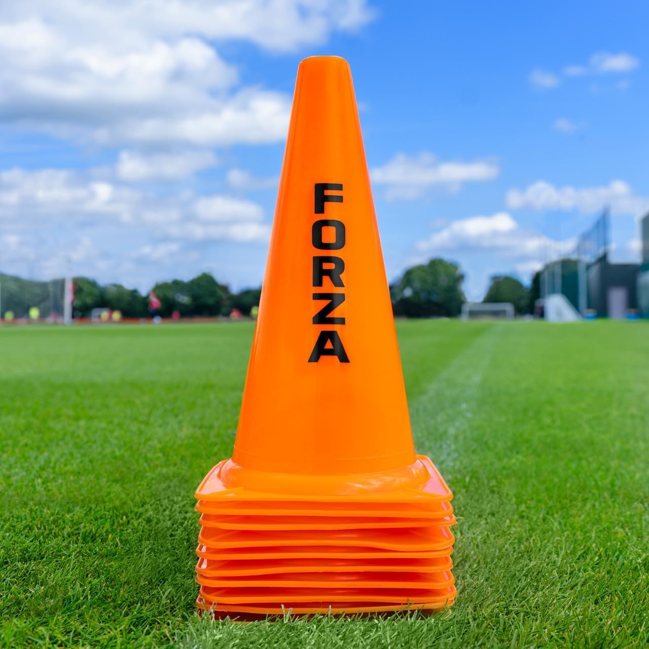 FORZA Coni Marcatori per Allenamento Multisport - Coni in Plastica Resistente per Tutti Gli Sport E Allenamenti | 4 Colori Fluorescenti [Pacco da 10 O 100]