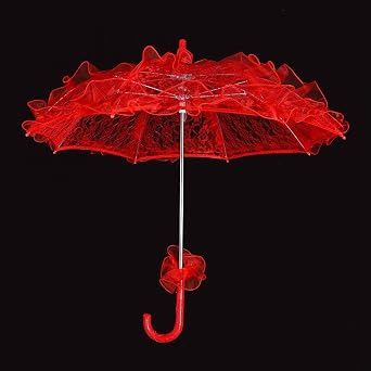 Wedding Lace Umbrella, Bridal Umbrella, Elegant and Stylish for Photo Booth Props(red)