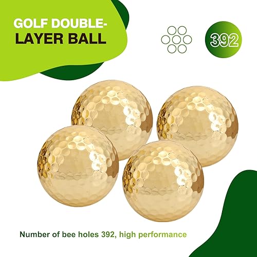 Miniatura 5 de 4 bolas de práctica de golf, bolas de golf chapadas en oro de doble capa, pelota de golf profesional portátil para decoración de regalos y juego real