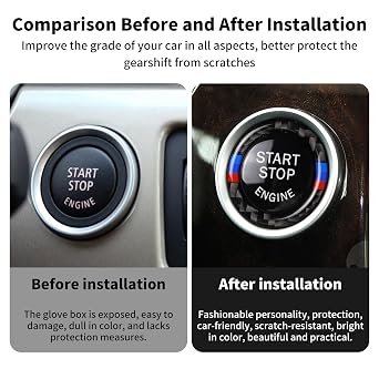 For B-M-W Accessories Start Stop Button Cover Engine One-key Start Interior Accessories for BMW 1 3 5 Series E90 E60 E70 3 5 X5 X6 Z4 E89 2009-2016 (Black)
