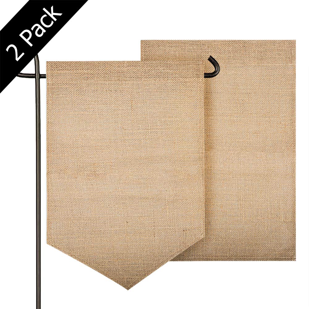 2 Pack Blank Burlap Garden Flag,Sonku DIY Personalized Outdoor Patio Garden Yard Decorate 12"x18"-(Triangle,Rectangle)