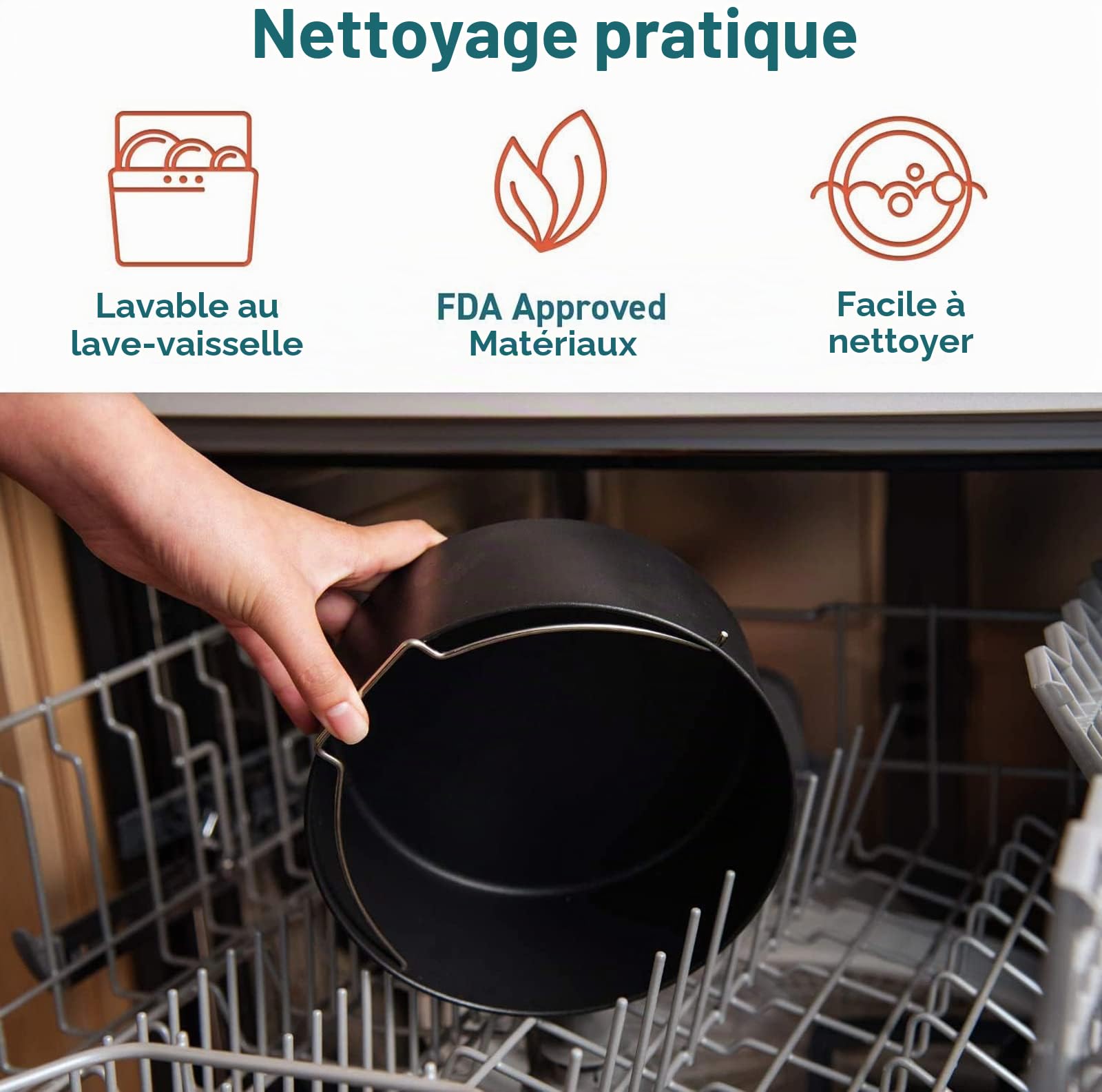 COSORI Friteuse sans Huile à Air Chaude 5,5L, Air Fryer avec 11 Programmes & Accessoires de Friteuse sans Huile 5,5 Litre, Plateau à Pizza/Corbeille à Pain/Support en Métal/Moule à Cake