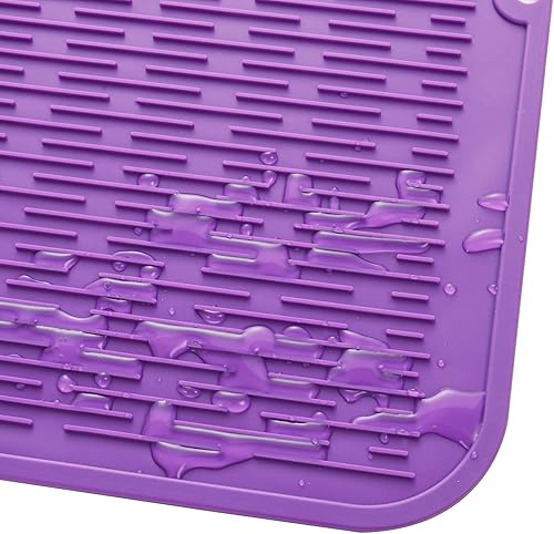 Miniatura 9 de Tapete de silicona para secado de platos para múltiples usos, fácil de limpiar, ecológico, resistente al calor, tapete de silicona para encimera de