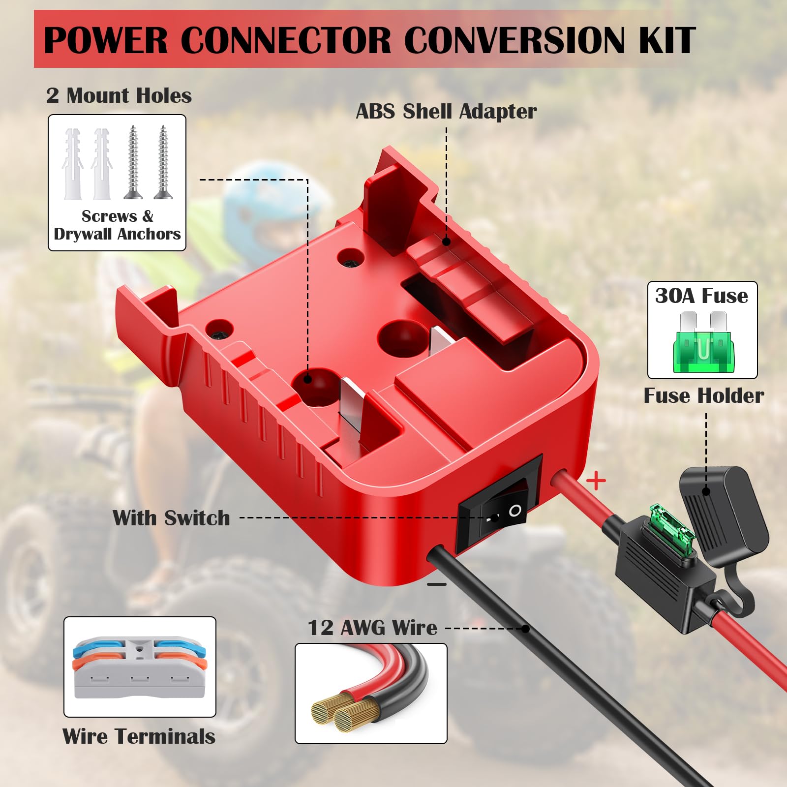 Paquete de 2 adaptadores de 18 V compatibles con batería Milwaukee M18 para adaptador de batería de rueda eléctrica, herramienta eléctrica, coche de juguete RC DIY, kit de conversión de conector de