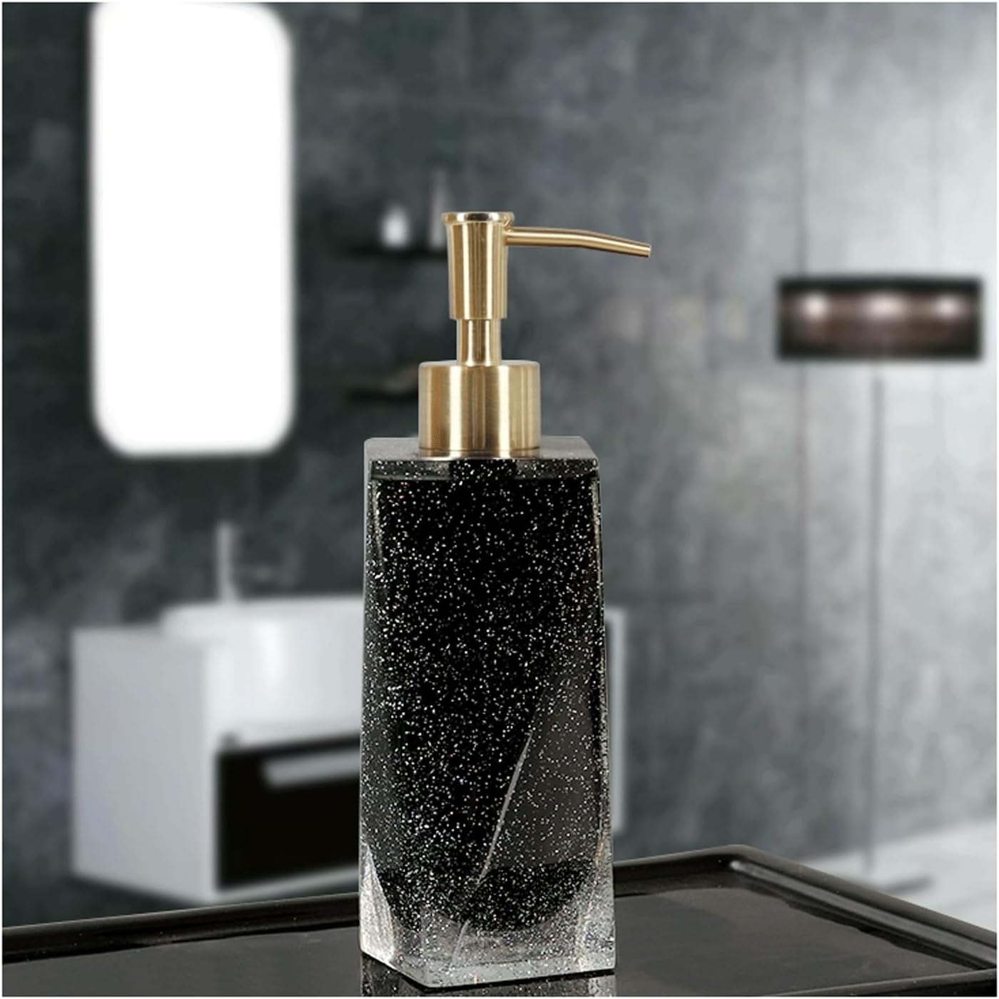 Refillable Soap Dispenser 10.5oz Clear Resin Soap Dispenser Kitchen Bathroom Soap Dispenser Refillable Liquid Soap Pump for Hand Soap Lotion(Black) Body Wash Dispenser