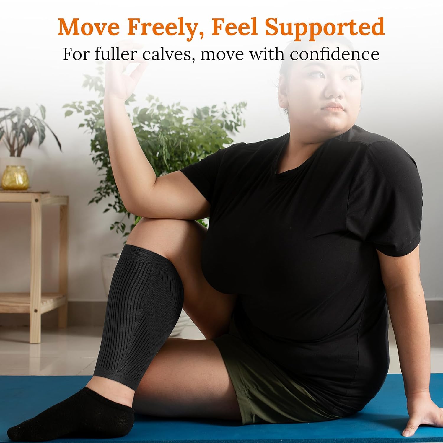 Plus Size Calf Compression Sleeves for Men & Women – Wide Fit, Real Hyper-Elastic & Premium Non-Slip Double Cuff – Shin Splint Relief & Muscle Recovery Compression Leg Sleeves 4XL