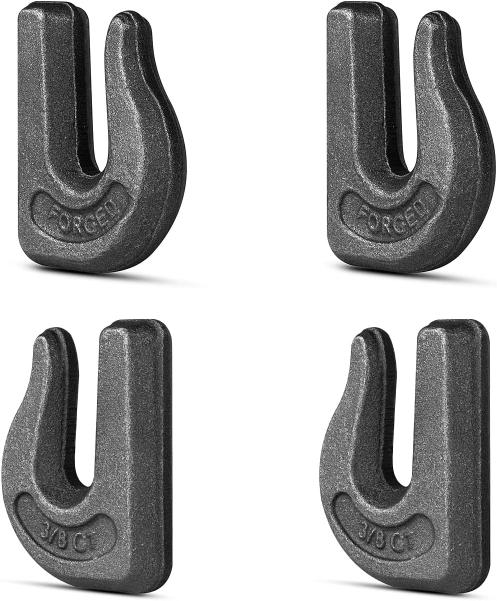 3/8'' Weld On Grab Chain Hook, 4 Pack G70 Clevis Grab Chain Hooks for Trailer Truck, Rigging, Car, Tractors Loader Bucket-Working Load Limit: 6600 lbs