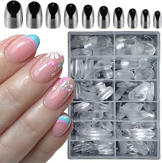 LoveOurHome 600pc Oval Fake Nails Short Gel Nail Tips Clear Press on Nails Almond Nail Tips Full Cover Soft Gel Oval Nail False Nails Artificial Fingernails for Acrylic Nails Extension