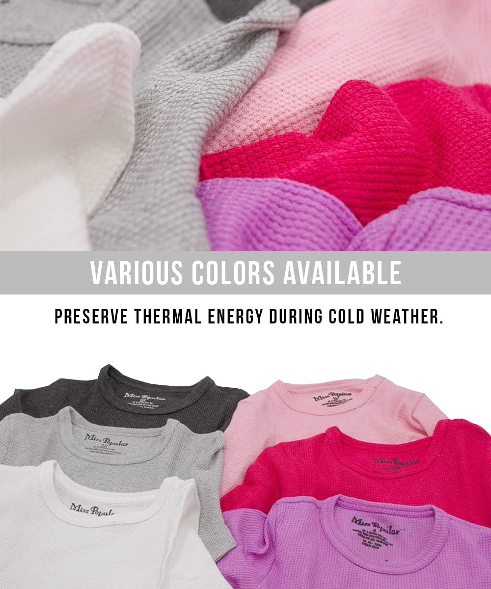 MISS POPULAR Girls 4-Piece Thermals Set | Long Sleeve Shirt and Pants Ages 1-16 image 4