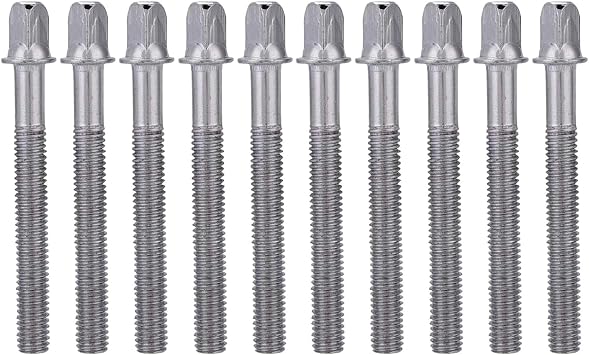Tension Rod,10 Pcs Drum Tension Rod Drum Tight Screws Metal Screws Rods Bolts Percussion Replacement Hardware Spare Accessory