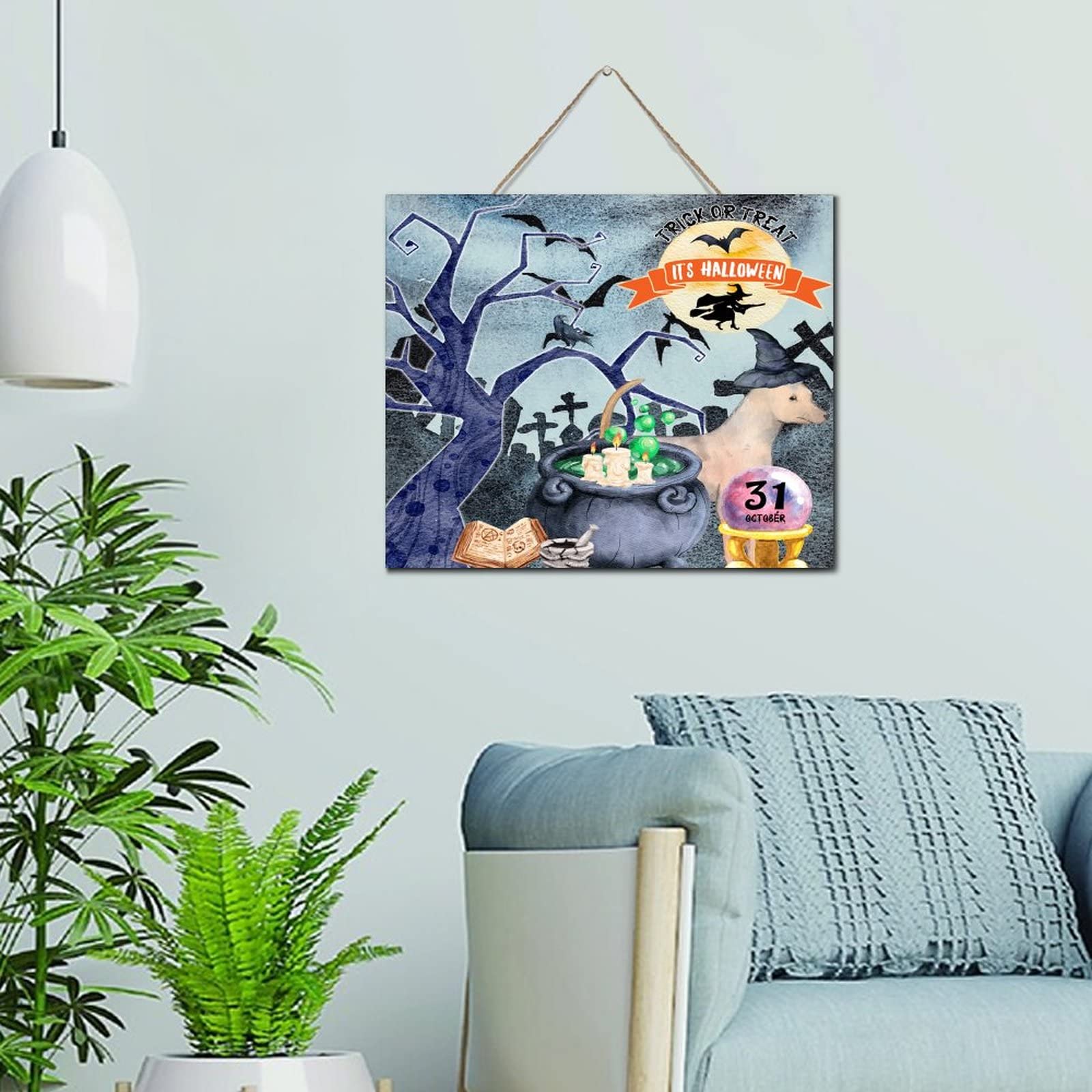 Plaque murale Halloween en bois à offrir pour embellir une maison