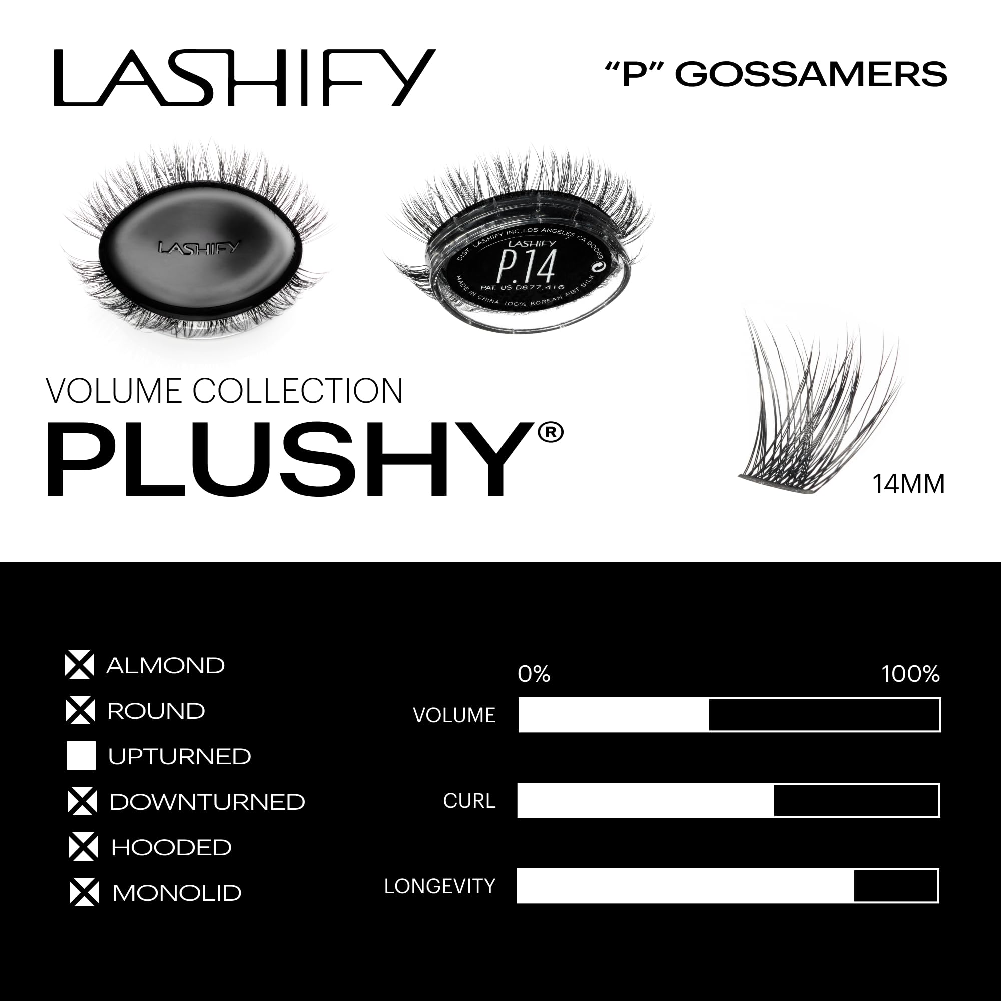 Lashify Plushy Gossamer Lashes, Premium Korean PBT Silk Volume Lashes