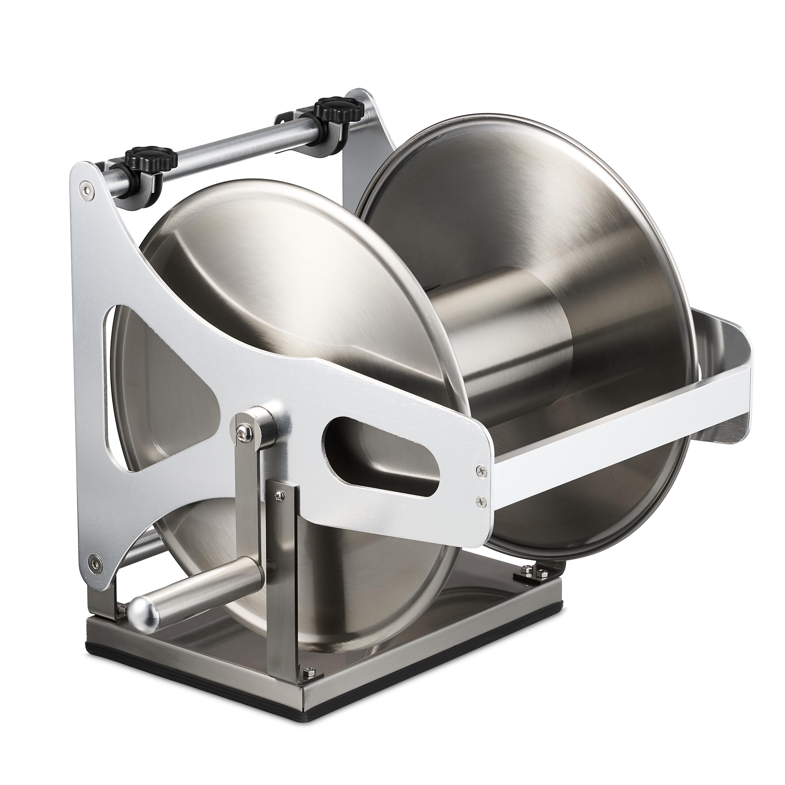 Relaxdays Hose Reel, Stainless Steel, for Floor & Wall, Garden Equipment, Watering, Wash, HWD: 35 x 40 x 36.5 cm, Silver