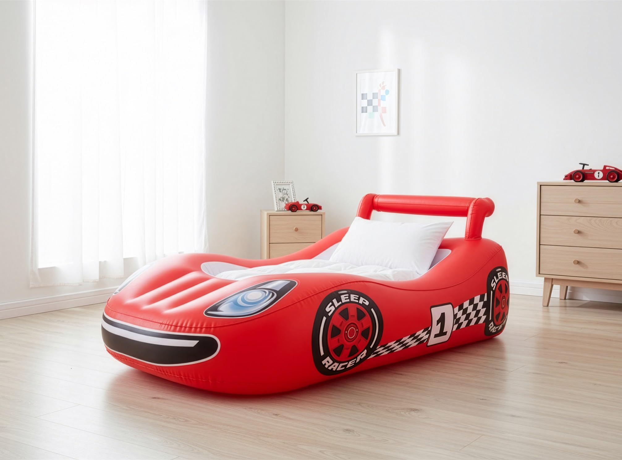 Air Candy Sleep Racer, comodo lettino gonfiabile per auto con LED rosso, per bambini dai 2 ai 6 anni