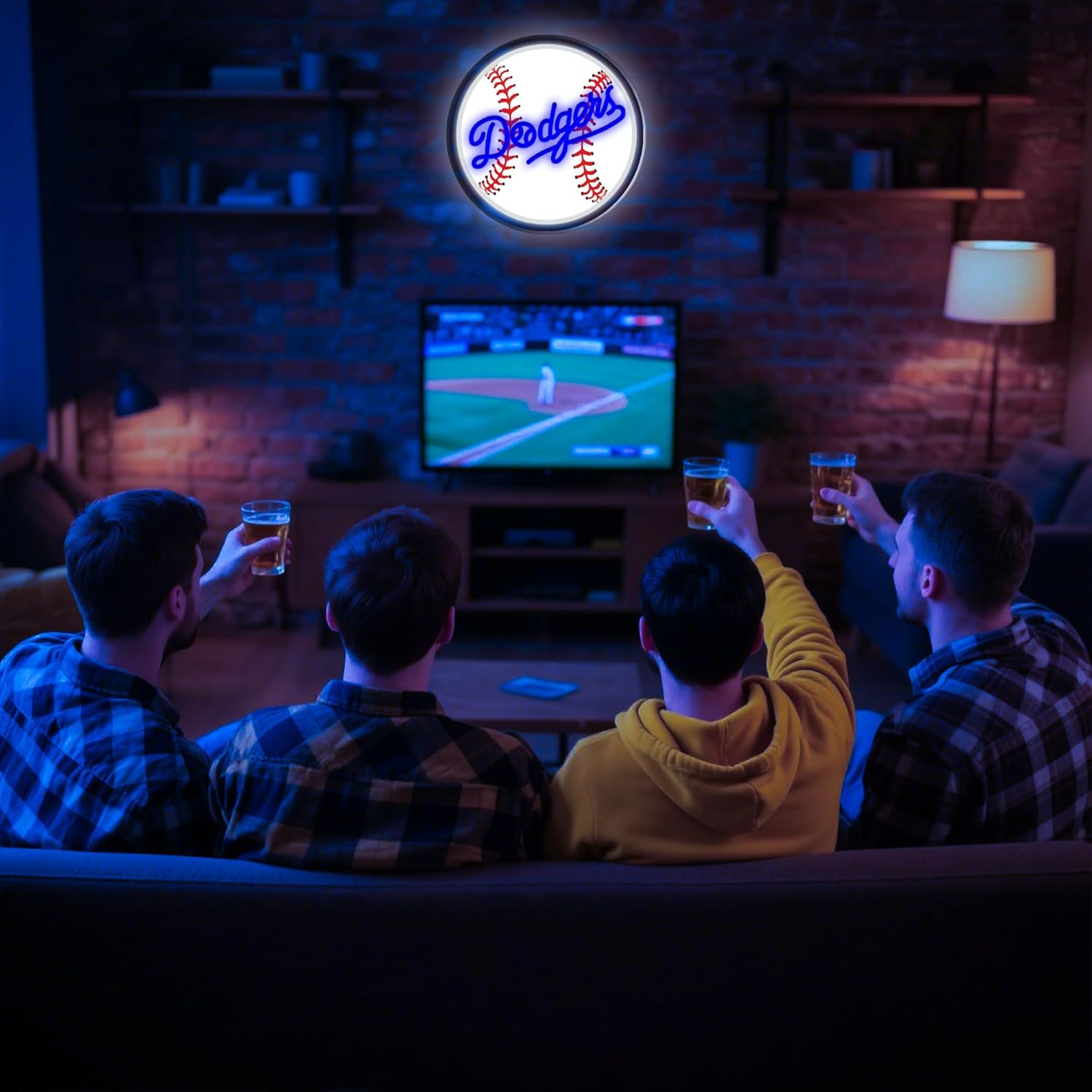 LA Baseball Neon Sign, Los Angeles Cool Light Up Dimmable LA Baseball Team Logo Hanging Led Neon Sign for Wall Decor, Bedroom, Party, Man Cave, Garage, Birthday Christmas Gift for Baseball Fans (B-LA) - Image 2