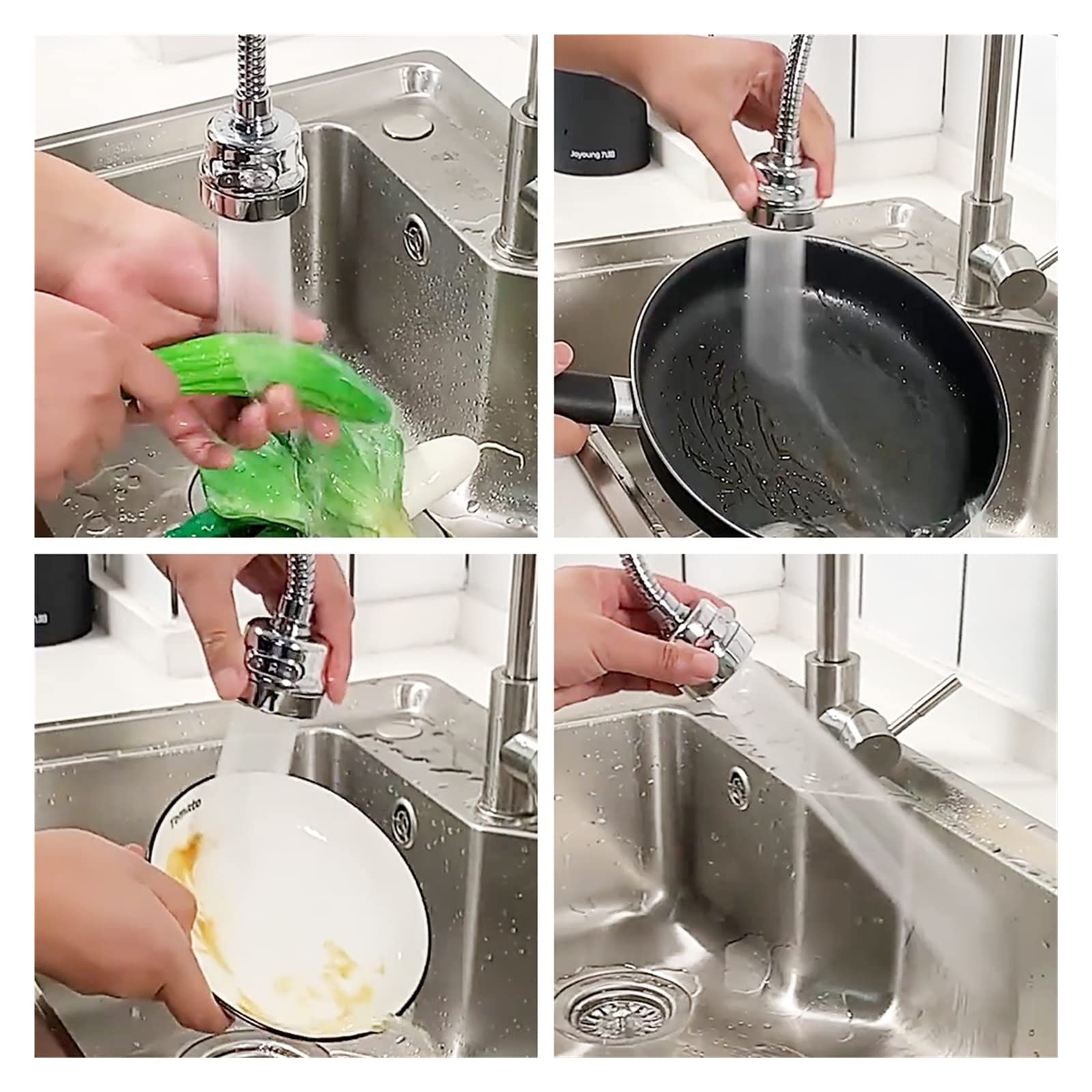 Attacco per spruzzatore per Rubinetto, aeratore per Rubinetto Rotante a 360°, spruzzatore per lavello, Testa del Rubinetto per lavello da Cucina Regolabile, Risparmio idr
