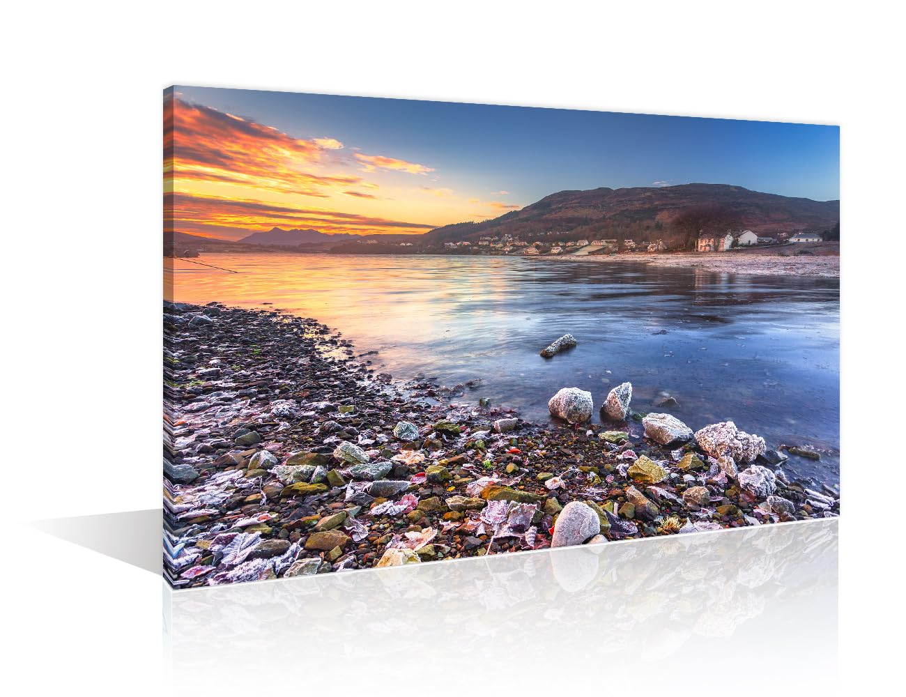 TISHIRON Sunset at Portree Isle of Skye Scotland UK Natural Landscape Wall Decor Living Room 1 Piece Wall Decor Living Room Posters and Prints Stretched and Framed Ready to Hang (12" Wx18 H) โ image 1