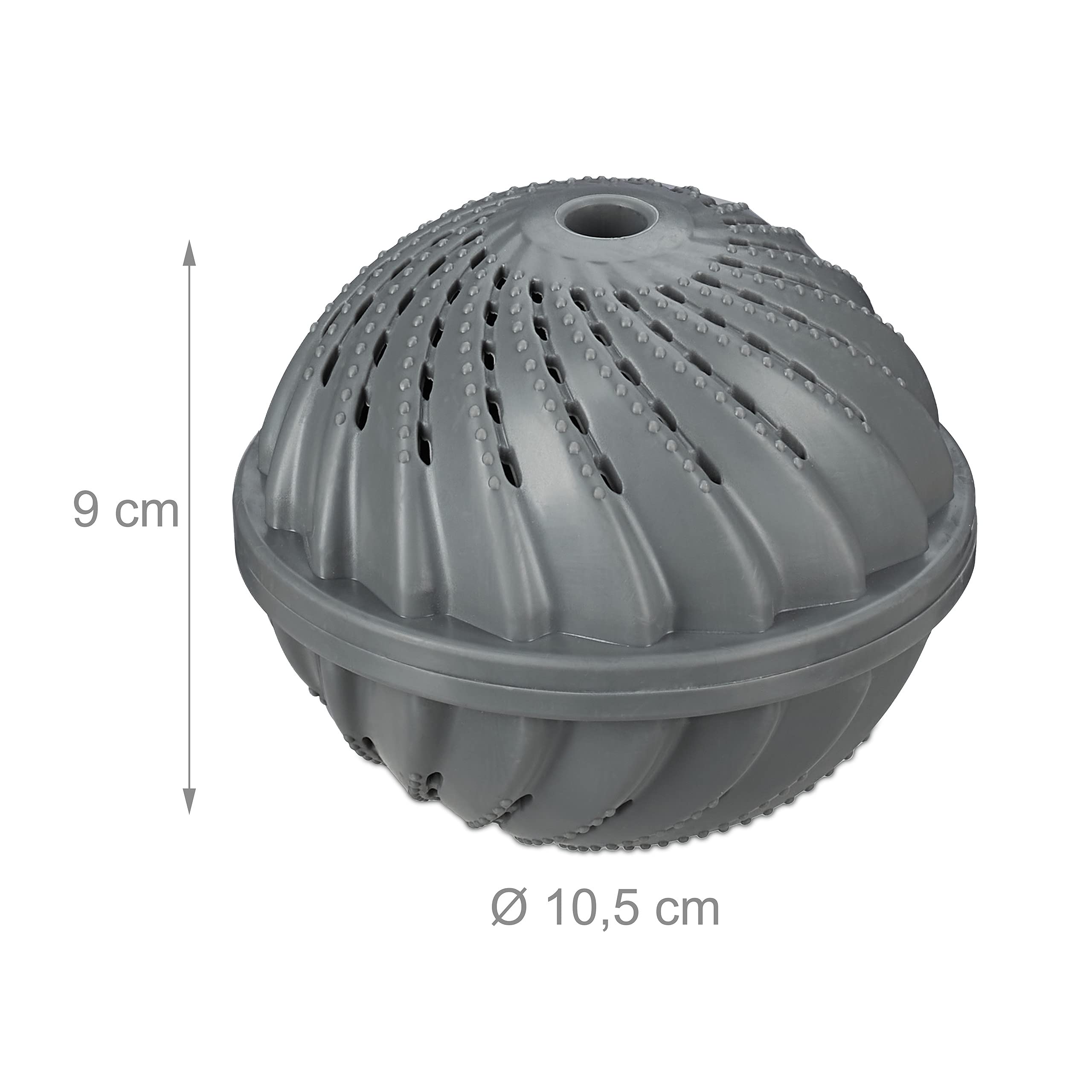 Relaxdays Set da 2 Palline da Lavatrice, Sfere Riutilizzabili, Ovetti Ecologici Ecosostenibili, Stop Detersivo, Grigio