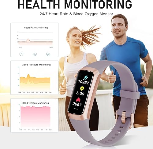 Miniatura 3 de Rastreador de actividad física con frecuencia cardíaca 247, monitor de sueño de oxígeno en sangre y frecuencia cardíaca, pantalla táctil AMOLED de