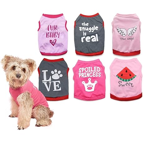 6 Packs Extra Small Dog Puppy Shirts For Girl Dogs