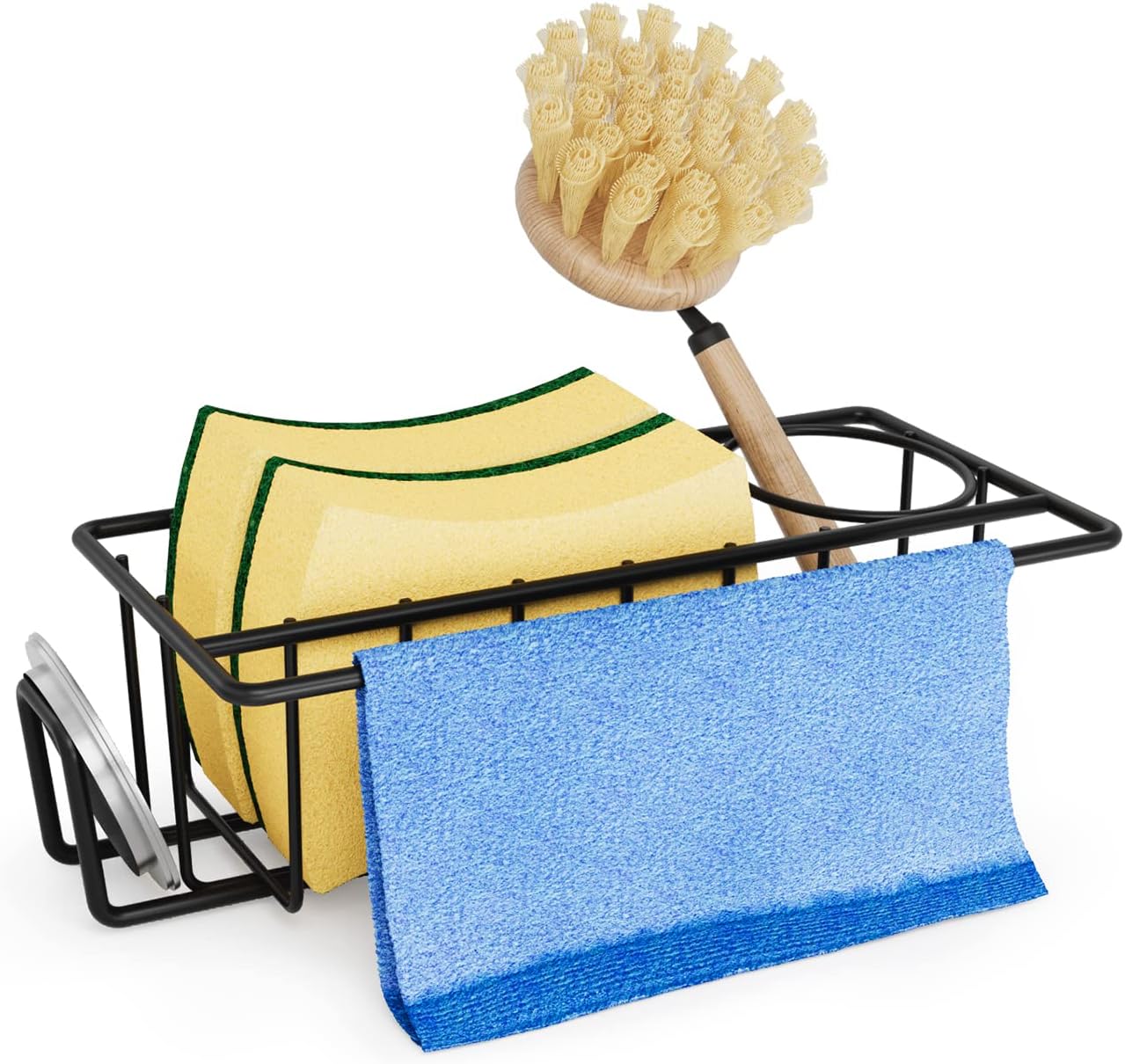 VIGOR PATH 4in1 Kitchen Sink Sponge Holder with Brush