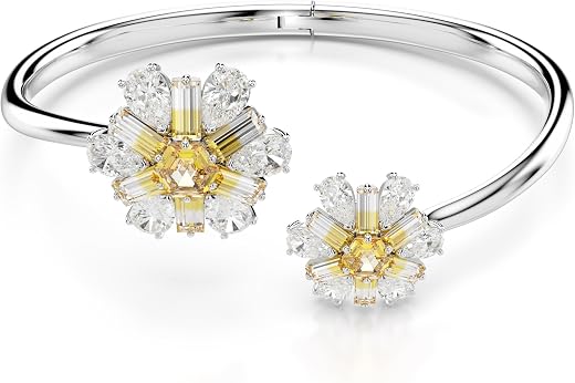 Swarovski Idyllia Bangle, Flower, Yellow, Rhodium Plated