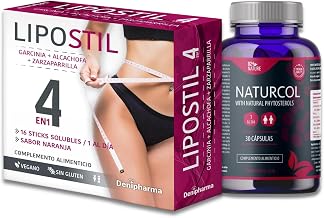 Lipostil + Naturcol Pack - Weight and Cholesterol Control - Natural Fat Burner + Phytosterols - Detox, Metabolism and Circulation - Garcinia, Artichoke, Red Rice | DENIPHARMA