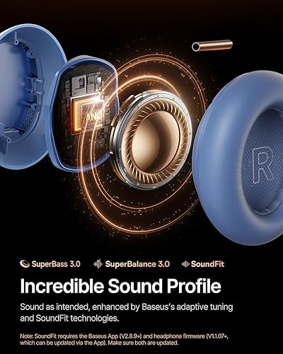 Miniatura 5 de Auriculares Baseus Inspire XH1 con cancelación activa de ruido adaptativa, sonido de Bose, audio Dolby, ANC adaptativo de primera calidad en tiempo