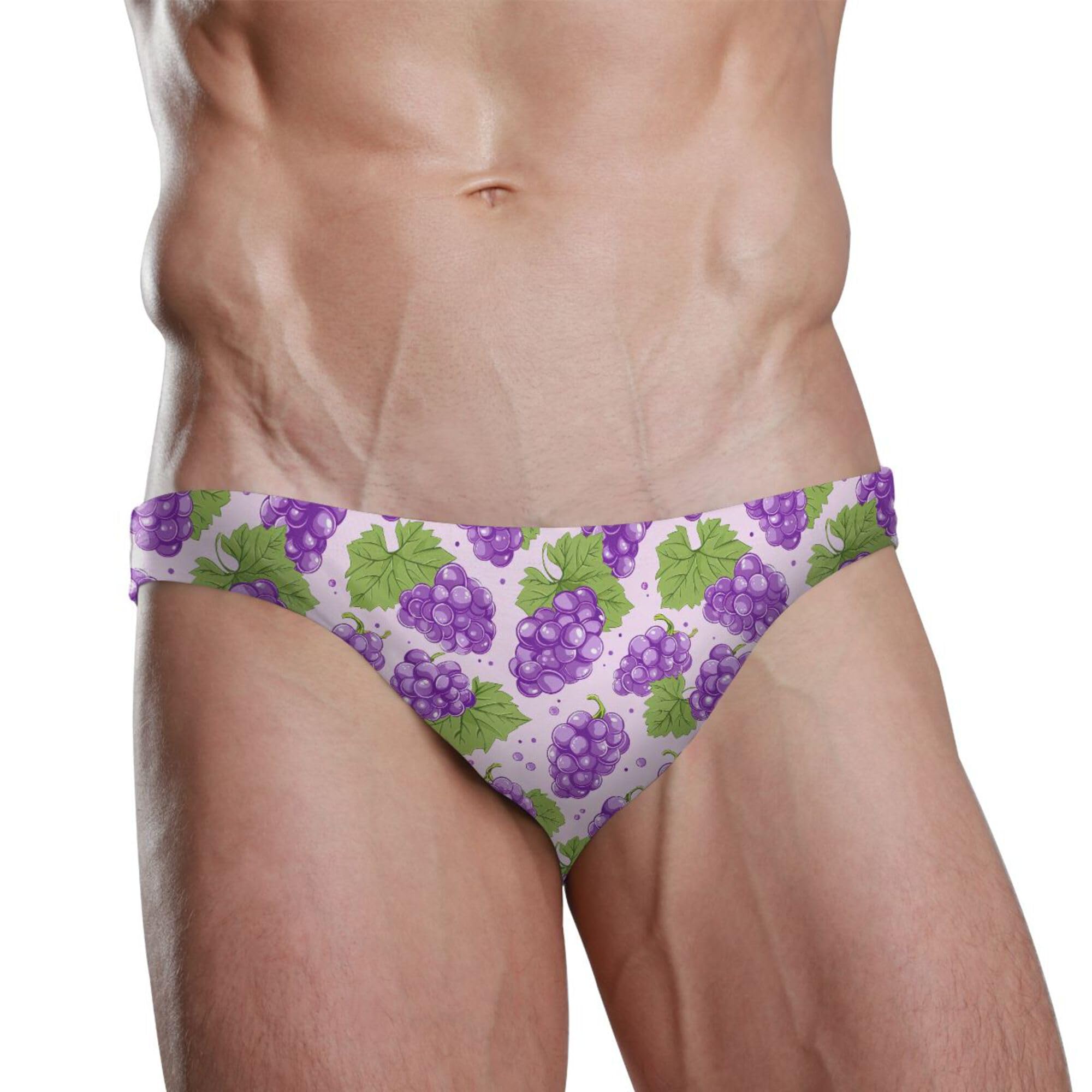 Purple Grape Fruit Swim Briefs for Men Bikini Swimwear Boys Short XXL B0403350