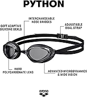 Vista 22 de ARENA Gafas de natación unisex Python Racing para hombres y mujeres, antivaho, sin fugas, máxima comodidad, doble correa, lente con espejo/sin espejo