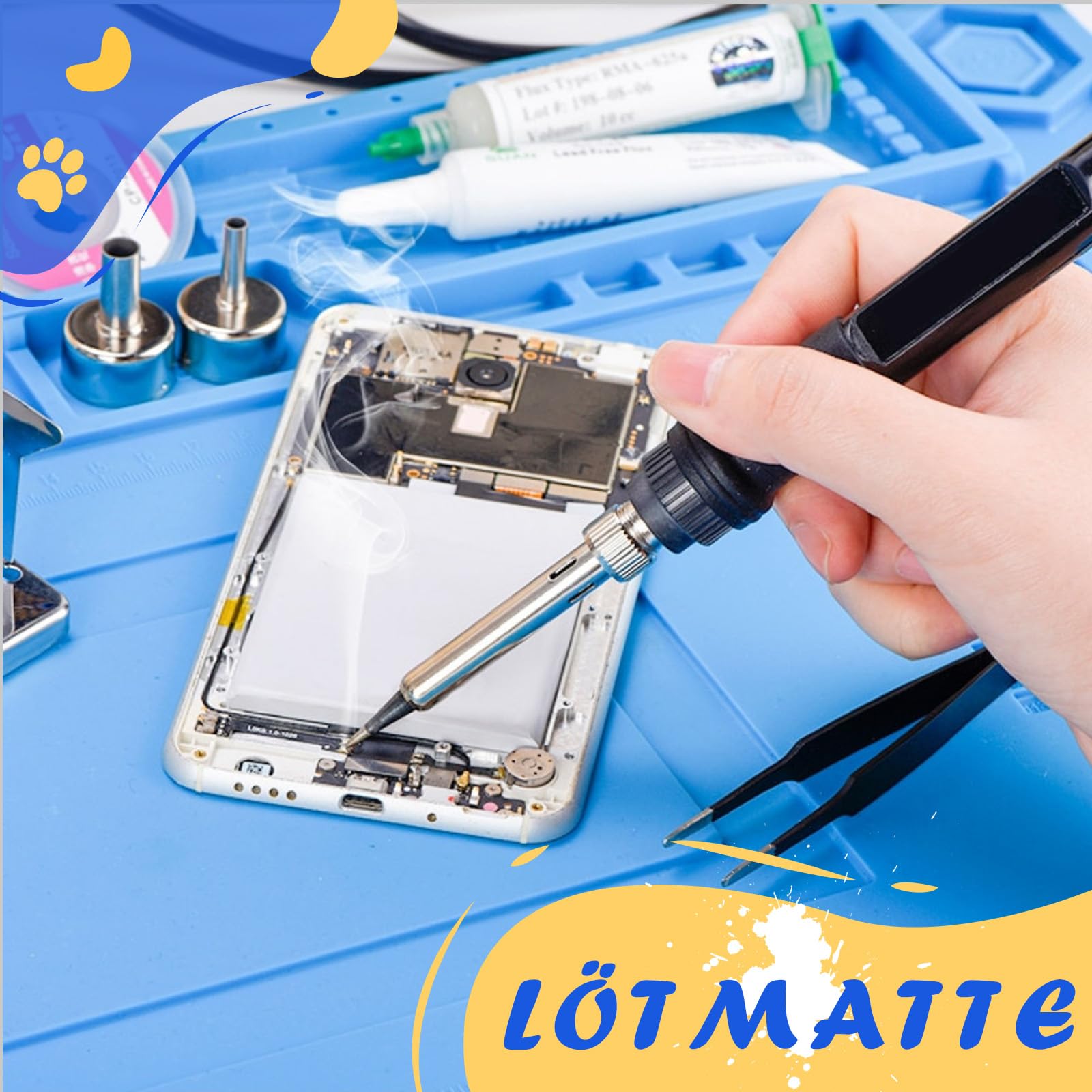 Magnetyczna mata do lutowania, 500℃ ognioodporna mata naprawcza, 45 x 30 cm mata do lutowania antystatyczna mata naprawcza Soldering Mat do napraw zegarków, telefonów, laptopów