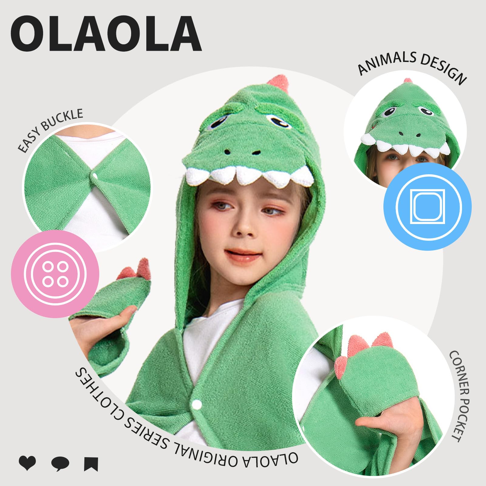 OLAOLA Kinderbadponcho, Zachte en Sneldrogende Badhanddoekponcho, Microvezelhanddoek met Capuchon voor Strand Zwemmen, Strandlaken voor Meisjes Jongens van 3-12 Jaar Oud (Aardbei