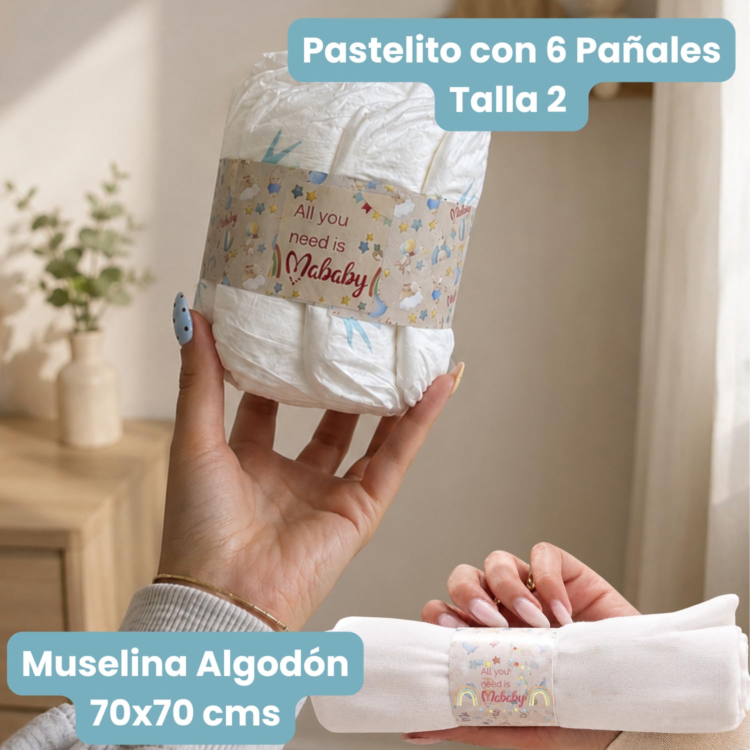 Canastilla Bebé Personalizada Mi Baño Clásico con Sophie, Capa de Baño, Babero Bordado, Chupete Grabado y Set de Higiene (Rosa)