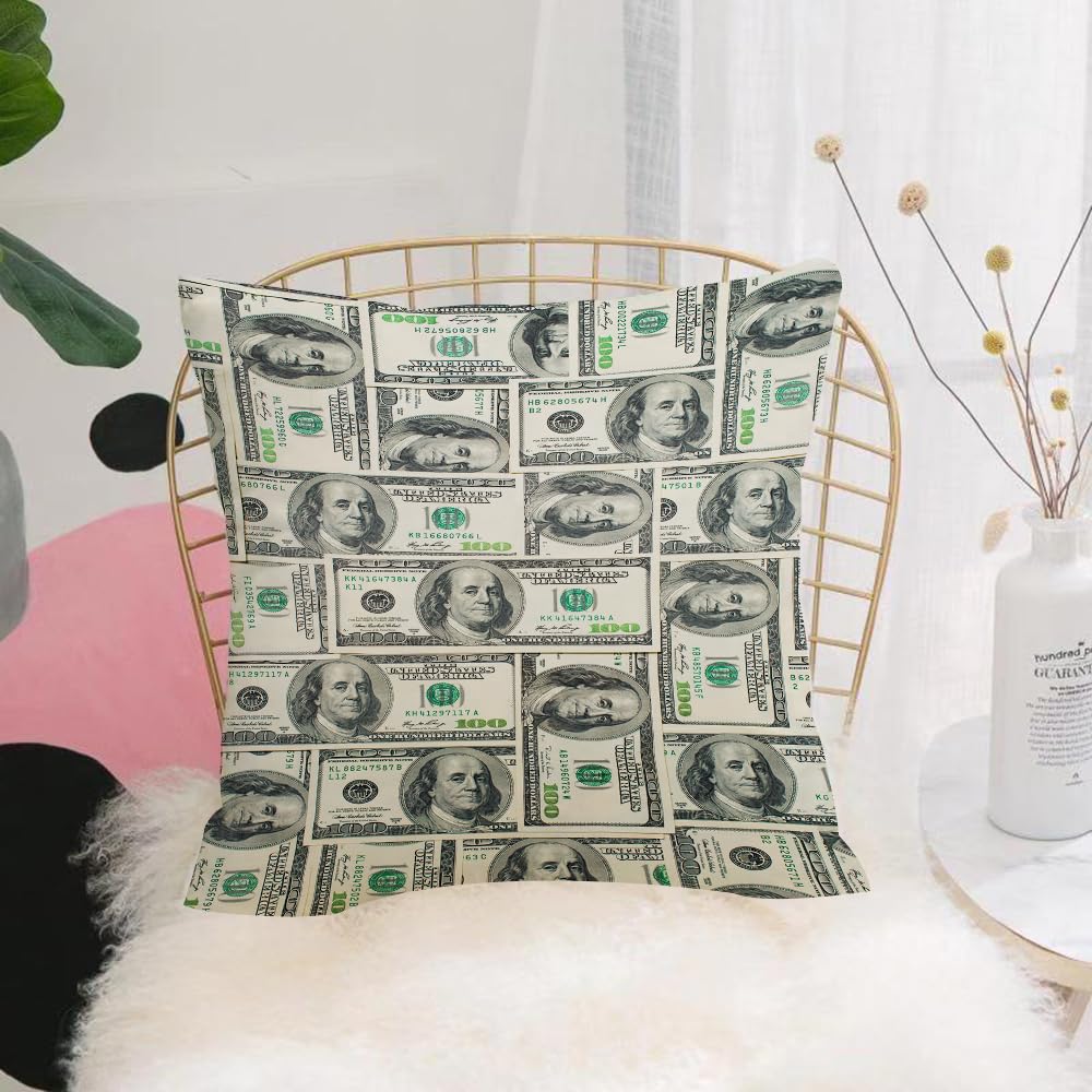 HYOSXW Cushion Cover,Throw Pillow Case Home Decorative for Living Room Bedroom Sofa Chair 16X16 Inch,Money background dollar banknotes a pile of one hundred US dollar banknotes ima,Pillowcase 40X40cm