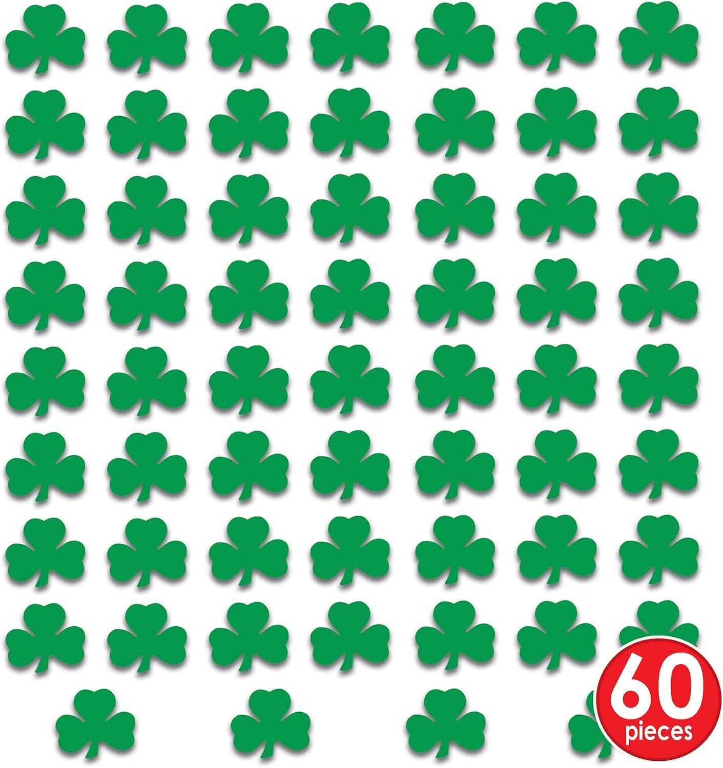 Beistle Printed Shamrock Cutouts 60 Piece, 5", Green