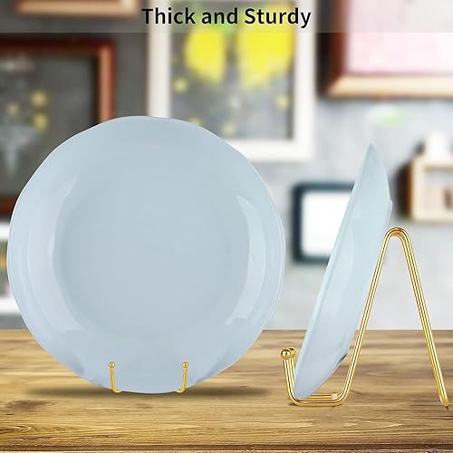 Miniatura 7 de Paquete de 2 soportes de placa para exhibición, soporte de placa de caballete de hierro de 4 pulgadas, soporte de metal dorado para fotos, placa