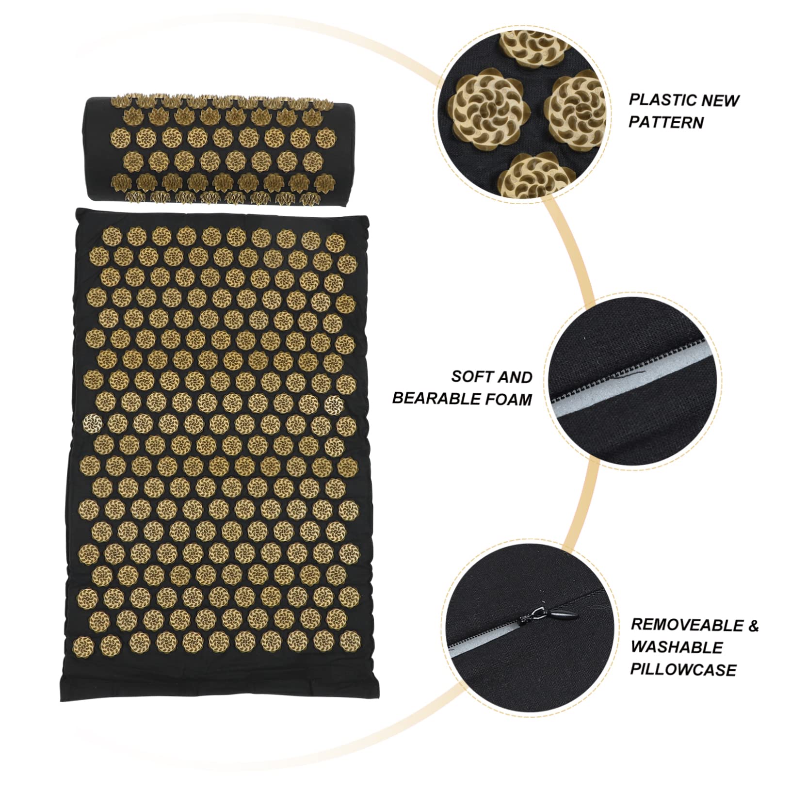 Juego de 2 Piezas de Esterilla de Acupresión con Almohada Masajeadora, Material de Algodón y Abs, Fácil Almacenamiento con Bolsa para Spa y Masaje para Dos