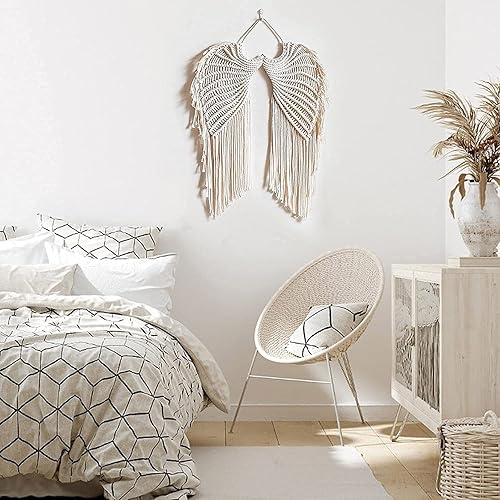 Miniatura 5 de WAQIA HOME Tapiz de macramé para colgar en la pared, macramé tejido bohemio con borlas largas, algodón bohemio hecho a mano, decoración del hogar