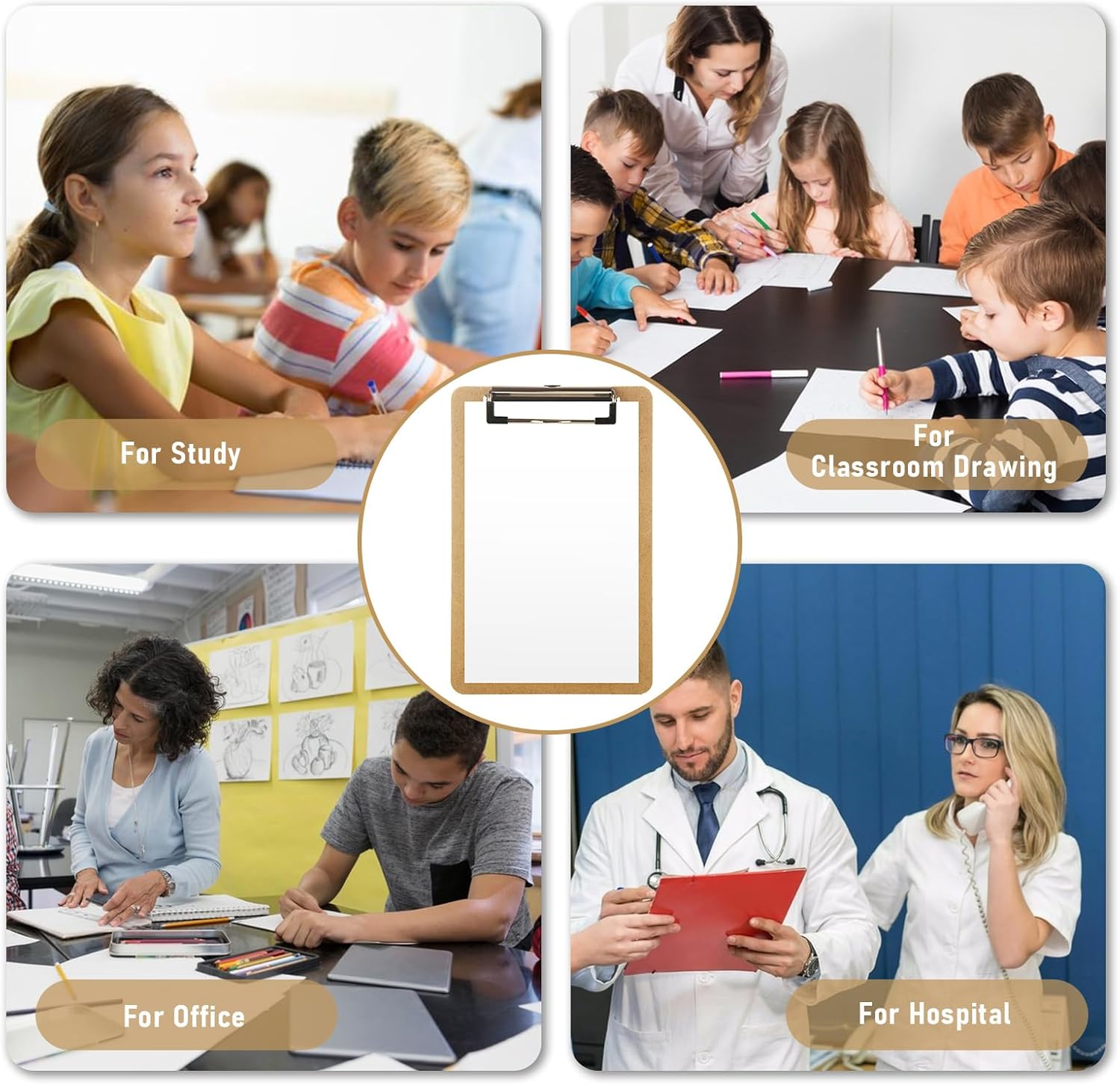 40 Pcs Mini Clipboards, 6" x 9" Small Clipboards Bulk, Wood Hardboard with Low Profile Clip, A5 Memo Size Clip Boards, Mini Wooden Clipboard for Home, Office, School Classroom Supplies, Brown - Image 7