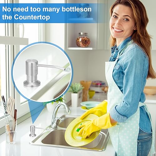 Miniatura 7 de Dispensador de jabón para fregadero integrado, dispensador de jabón para fregadero de cocina, dispensador de jabón inoxidable para fregadero de
