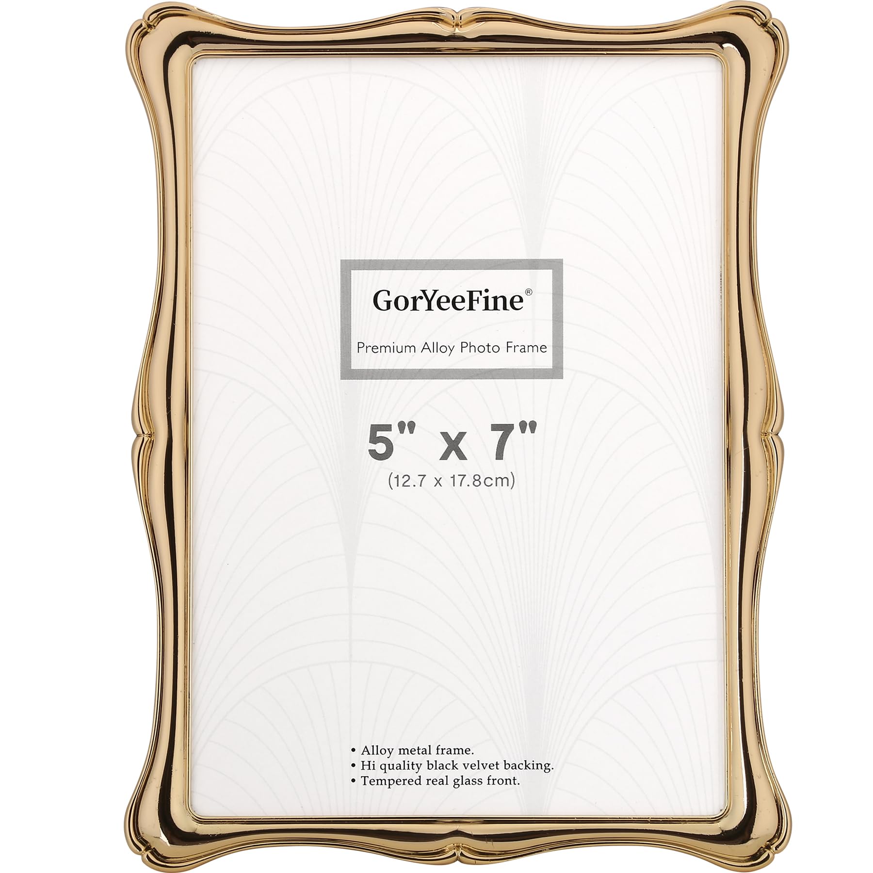 5 x 7'' Premium Alloy Gold Photo Frame - Luxury Display Hi End Décor Picture Frames 7 x 5'' with Velvet Backing,Hi End Décor Metal Frames