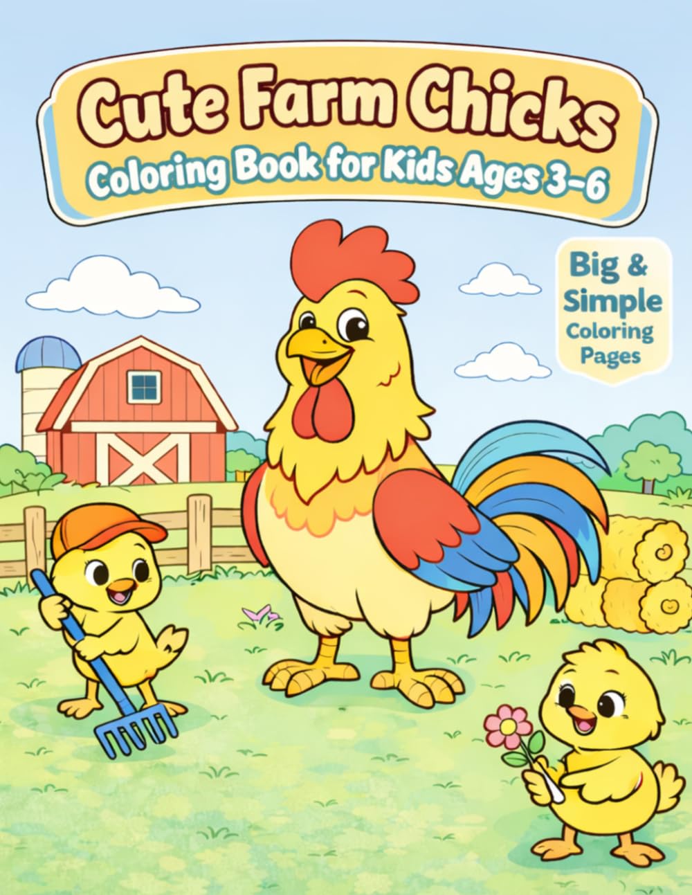 Cute Farm Chicks: Coloring Book For Kids Ages 3-6