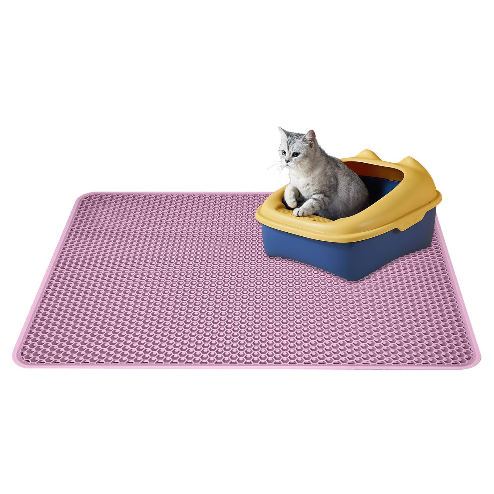 Tapis de litière pour chat | Tapis récupérateur de litière avec design | double couche – Tapis de litière imperméable pour chat pour le sol, tapis récupérateur de litière pour moins de déchets