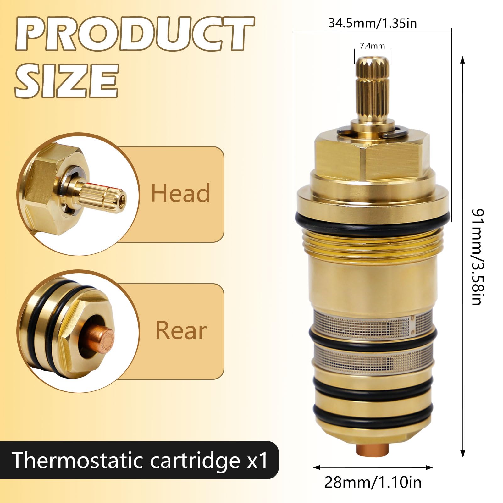 94282000 Cartucho Termostático de Latón Unidad de Control de Temperatura 3/4" Cartucho de Válvula de Ducha Termostática Apto para Ducha Hansgrohe Ecostat, Termostatos de Dos y Tres Orificios