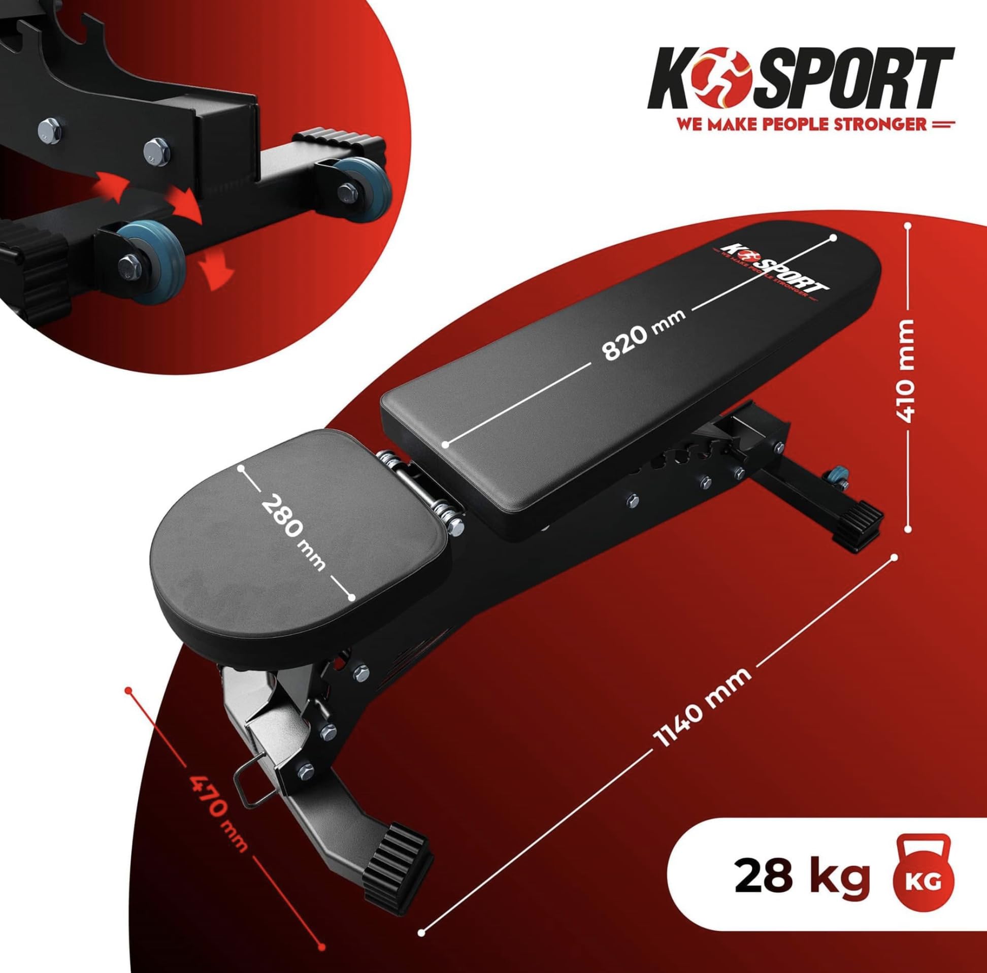 K-Sport: *BLACK LINE* - PROFI Hantelbank | Premium Profi Trainingsbank bis 300 kg belastbar I vielfach verstellbare Multifunktionsbank I Schrägbank & Flachbank Bankdrücken