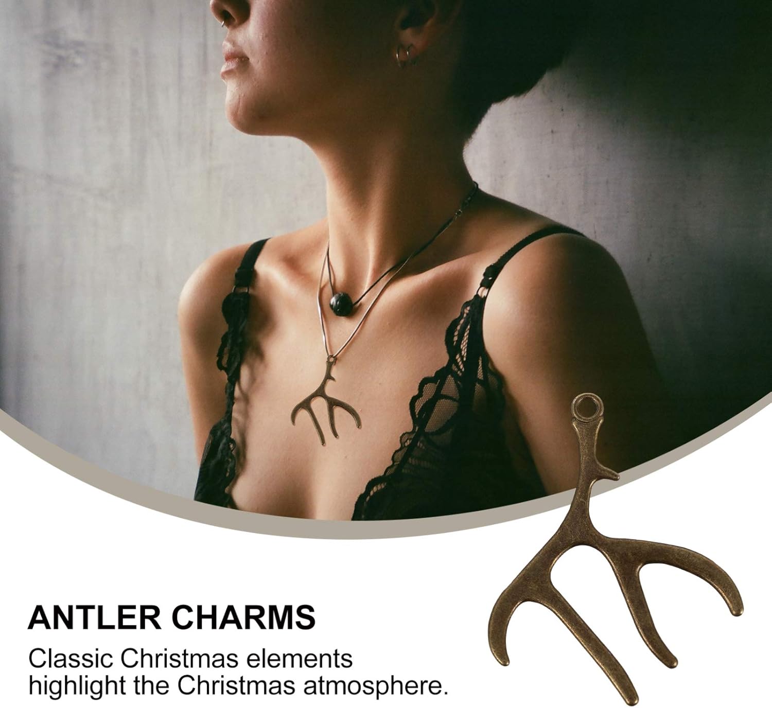 Ancient Antler Charm 30pcs Antler Charms Pendant Vintage Alloy Christmas Deer Connector Beads for Keychain DIY Necklace Bracelet Jewelry Making Crafting Findings Antique Bronze