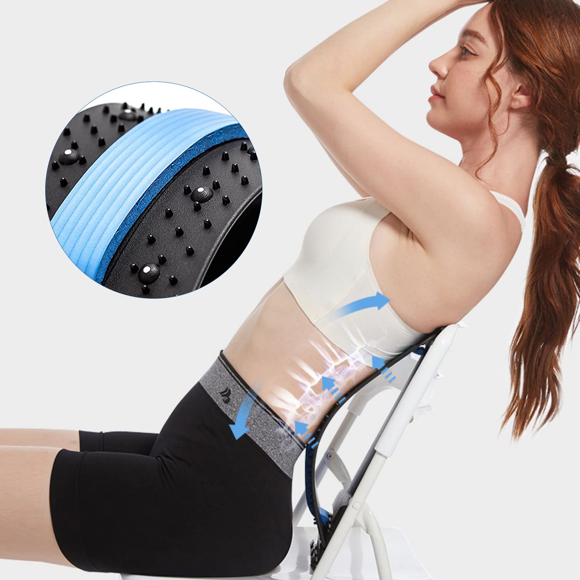 YOKYAK Back Cracker Device, Back Stretcher for Pain Relief, 4 Levels Adjustable Lumbar Back Cracker Board,Lower Back Massager/Stretcher, Back Posture Corrector, Gift for Her,Hip Massager(Black/Blue)