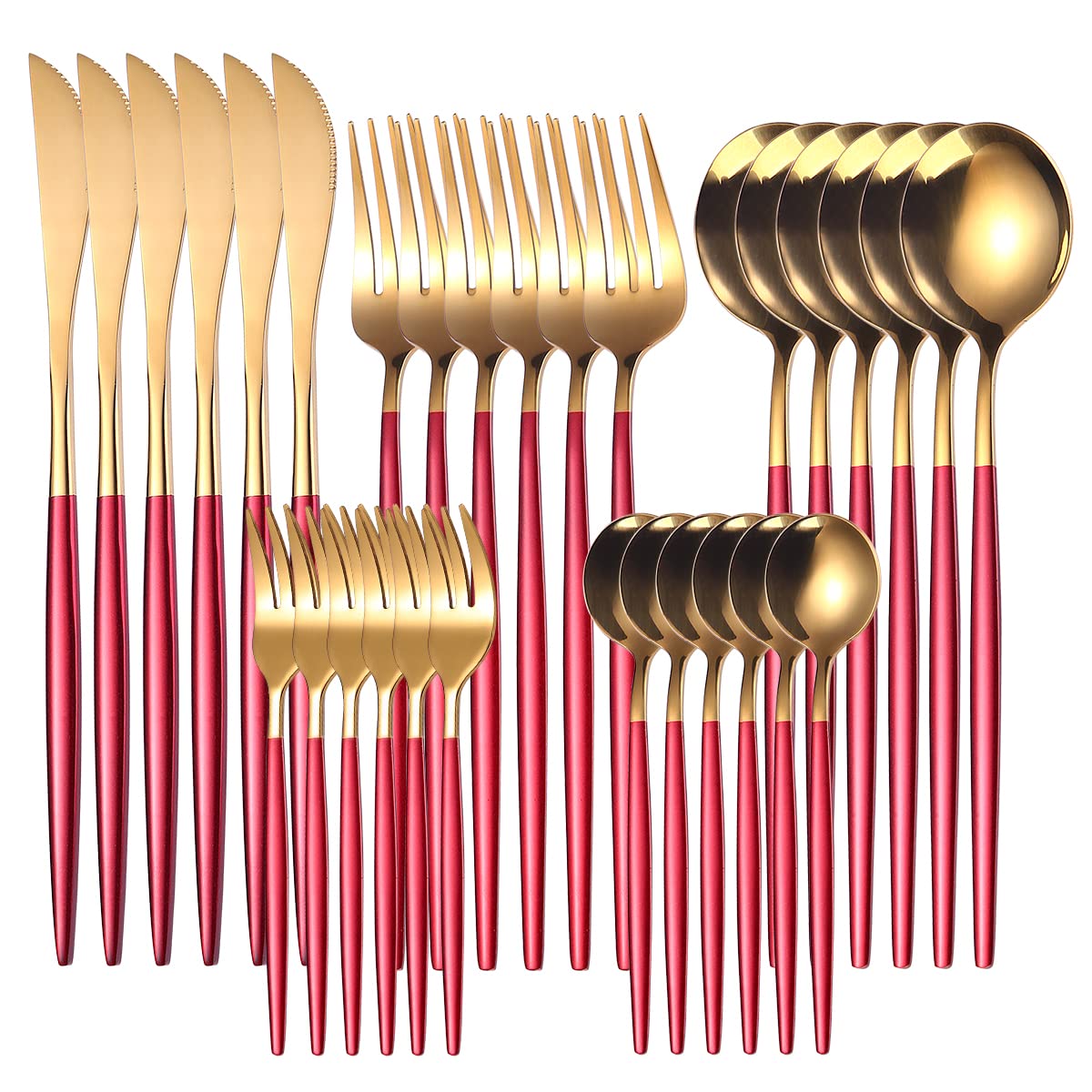 Service vaisselle 30 pièces or inox incassable et lavable au lave-vaisselle